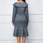 JuliaFashion - Vintage Ruffle Slim Lady Robe Mujer Midi Dress