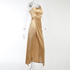 JuliaFashion - 2024 Split Gold Strapless Sexy Elegant Party Dresses