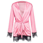 JuliaFashion-Perspective Pajamas V-Neck Lace Mesh Lace Nightdress