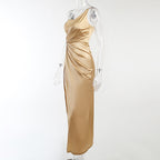 JuliaFashion - 2024 Split Gold Strapless Sexy Elegant Party Dresses