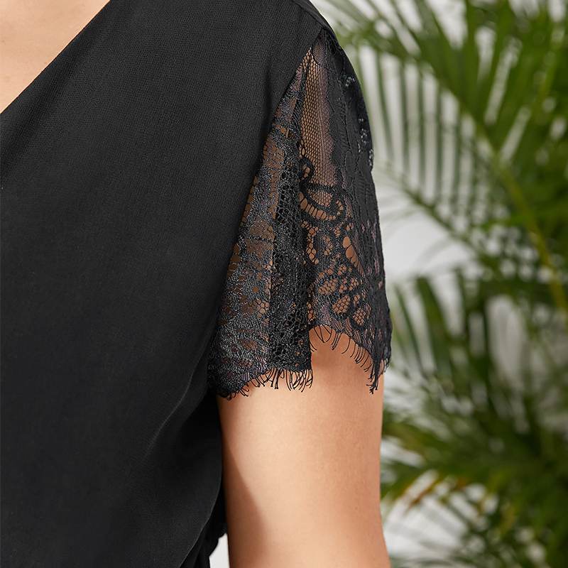 JuliaFashion - Short Sleeve Lace Chiffon Bohemian Sundress