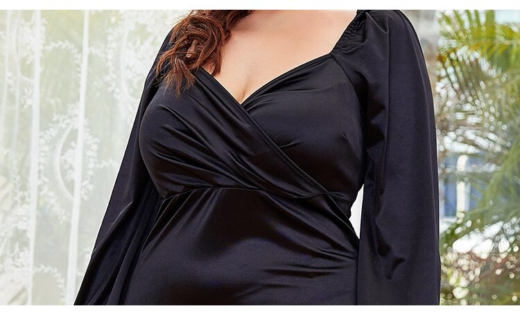 JuliaFashion - 2024 Satin V-Neck Pleated High Waist Dresses