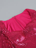 JuliaFashion - 2024 Sexy V-Neck Luxury Feather Sequin Mini Bodycon Dress