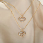 JuliaFashion-Multilayer Heart Pendant Necklace