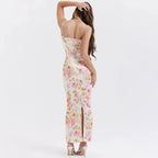 Satin Floral Pencil Maxi Dress