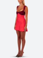 Satin Lace Up Backless Mini Dress