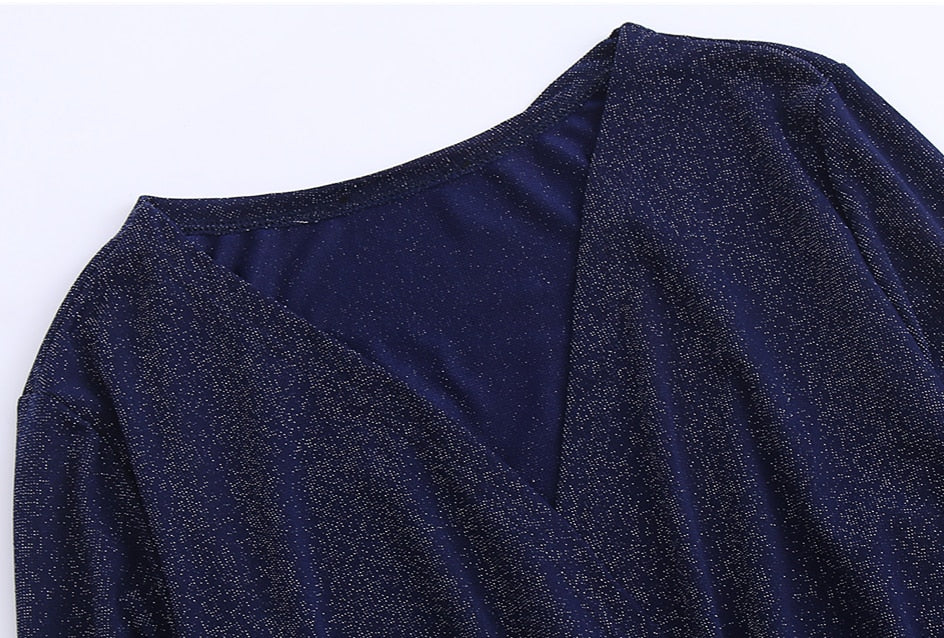 JuliaFashion - Sexy Curve V-Neck Long Sleeve Evening Party Dress