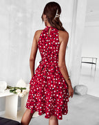 JuliaFashion - 2024Sleeveless Porka Dot Print Boho Summer Dress