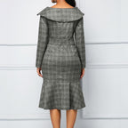 JuliaFashion - Vintage Ruffle Slim Lady Robe Mujer Midi Dress