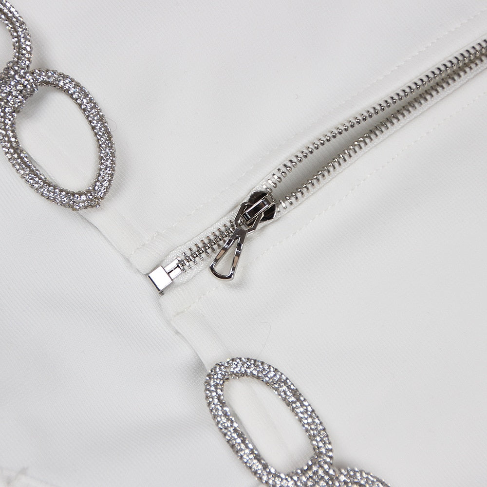 JuliaFashion - Sexy Backless Diamond Luxury Tight Mini Cut-Out Dress