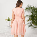 JuliaFashion - Short Sleeve Lace Chiffon Bohemian Sundress