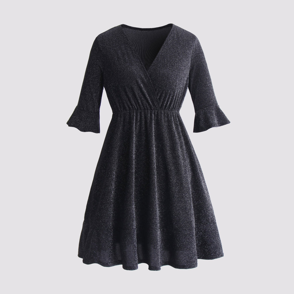 JuliaFashion-Chubby Half Sleeve V-Neck Elegant Party Dresses