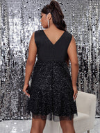 JuliaFashion-Chubby Half Sleeve V-Neck Elegant Party Dresses
