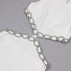 JuliaFashion - Sexy Backless Diamond Luxury Tight Mini Cut-Out Dress