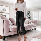 JuliaFashion - Shining Sequin Mid Waist Club Pants