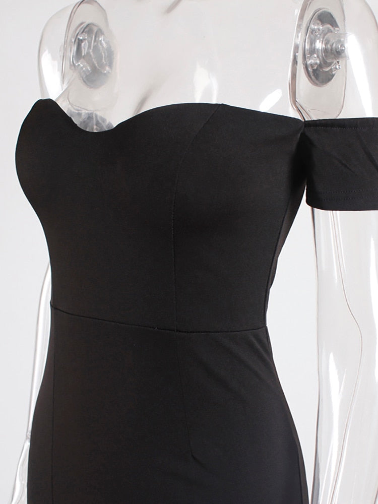 JuliaFashion - Slash Neck High Slit Wedding Prom Party Dress