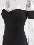 JuliaFashion - Slash Neck High Slit Wedding Prom Party Dress