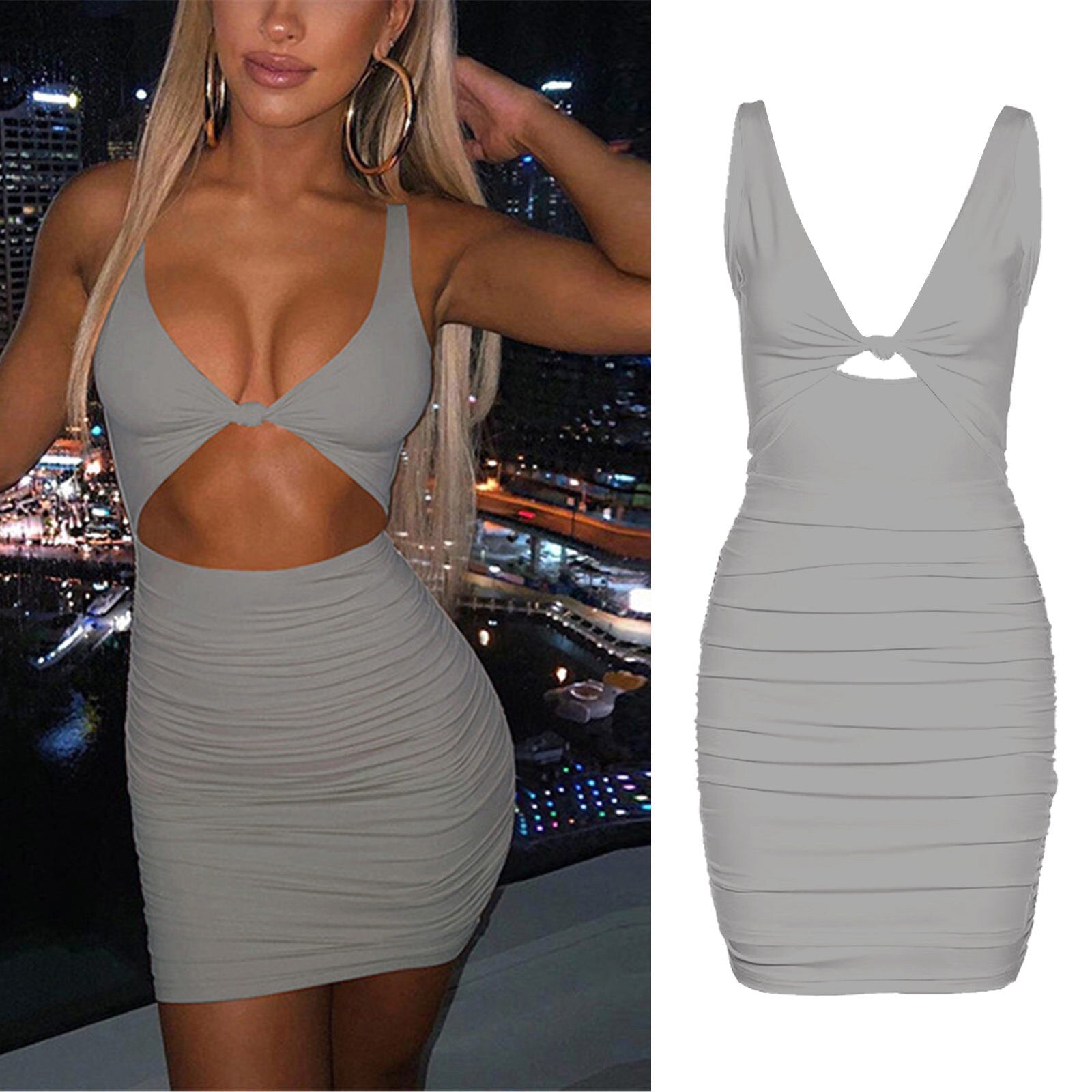 JuliaFashion - Sexy Stretchy Sleeveless Backless Cutout Dress