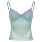 JuliaFashion - Y2K Mesh Polka Dot Floral Cami Tops