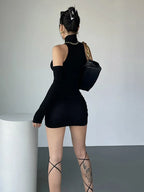 Julia Fashion - Sexy Oversleeve Pleated Bodycon Party Mini Dress