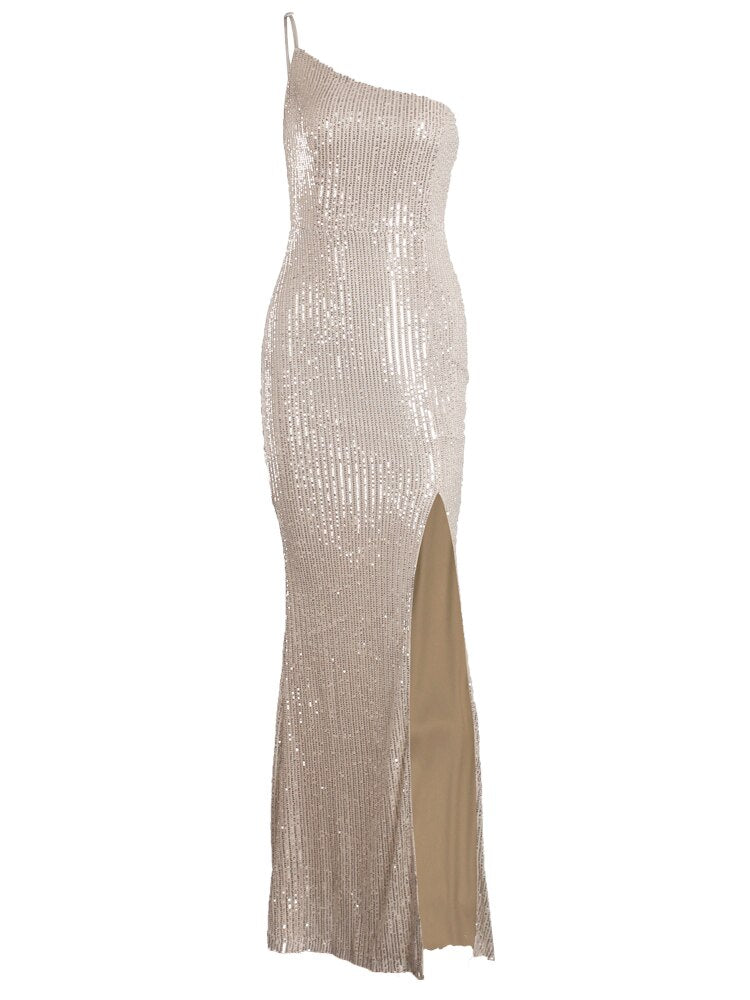 JuliaFashion - Sexy Silver Hollow Out Sequin Cocktail Dress