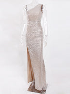 JuliaFashion - Sexy Silver Hollow Out Sequin Cocktail Dress