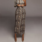 JuliaFashion-Leopard Print Bodycon Pencil Skirt