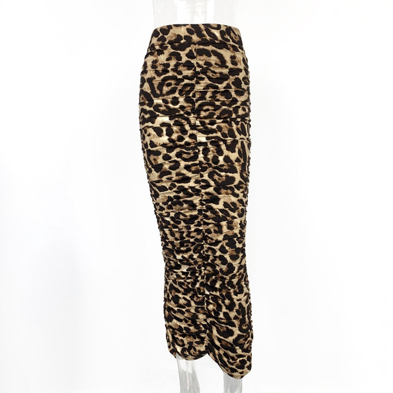 JuliaFashion-Leopard Print Bodycon Pencil Skirt