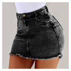 JuliaFashion - Sexy Solid Color Denim Mini Skirt