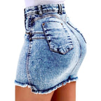 JuliaFashion - Sexy Solid Color Denim Mini Skirt