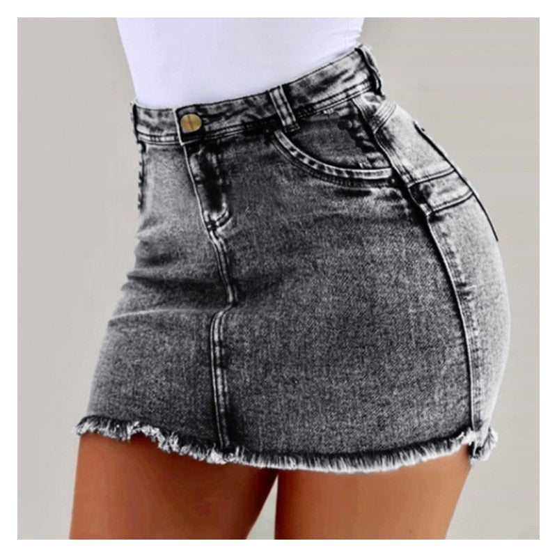 JuliaFashion - Sexy Solid Color Denim Mini Skirt