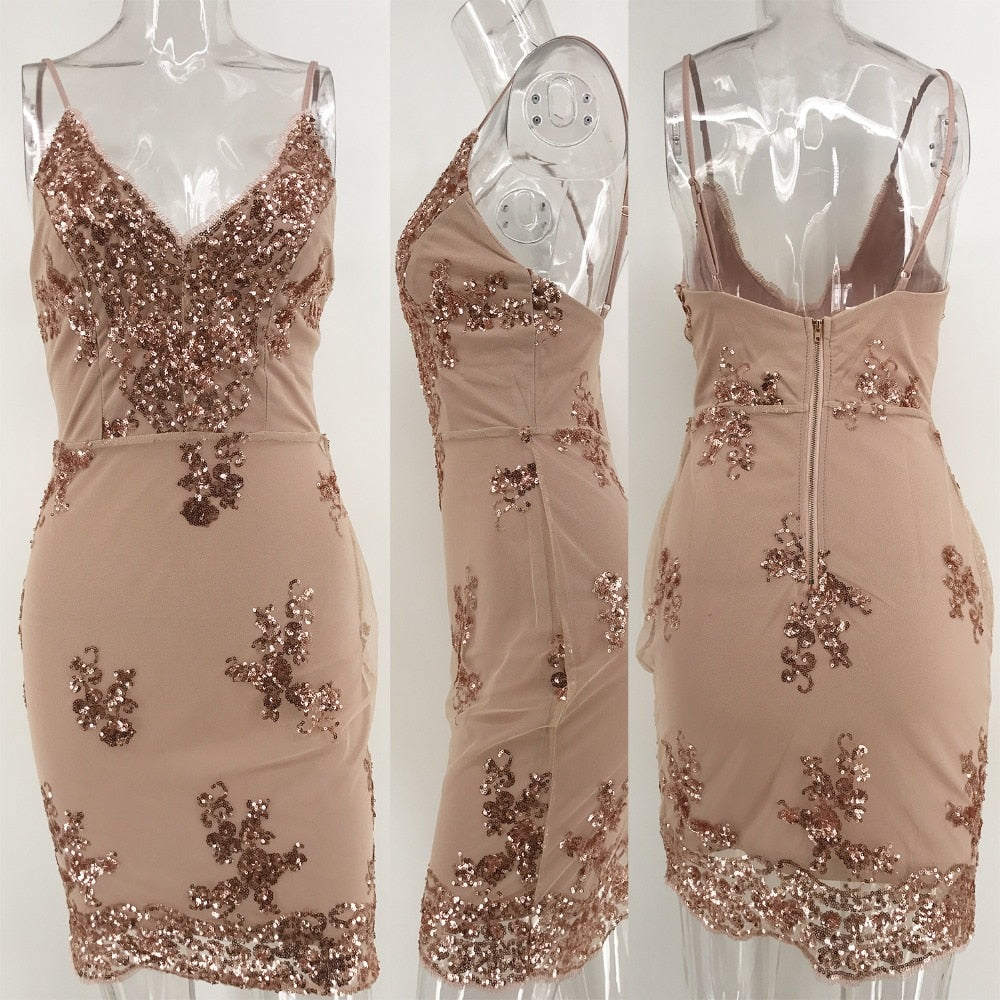 JuliaFashion - 2024 Sexy Club Outfits Sequin Bodycon Party Dress