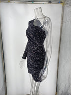 JuliaFashion-Luxury Crystal Sequins Pleated Party Evening Dresses