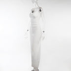 JuliaFashion - 2024 Spaghetti Strap Draped Backless Sexy Maxi Dress