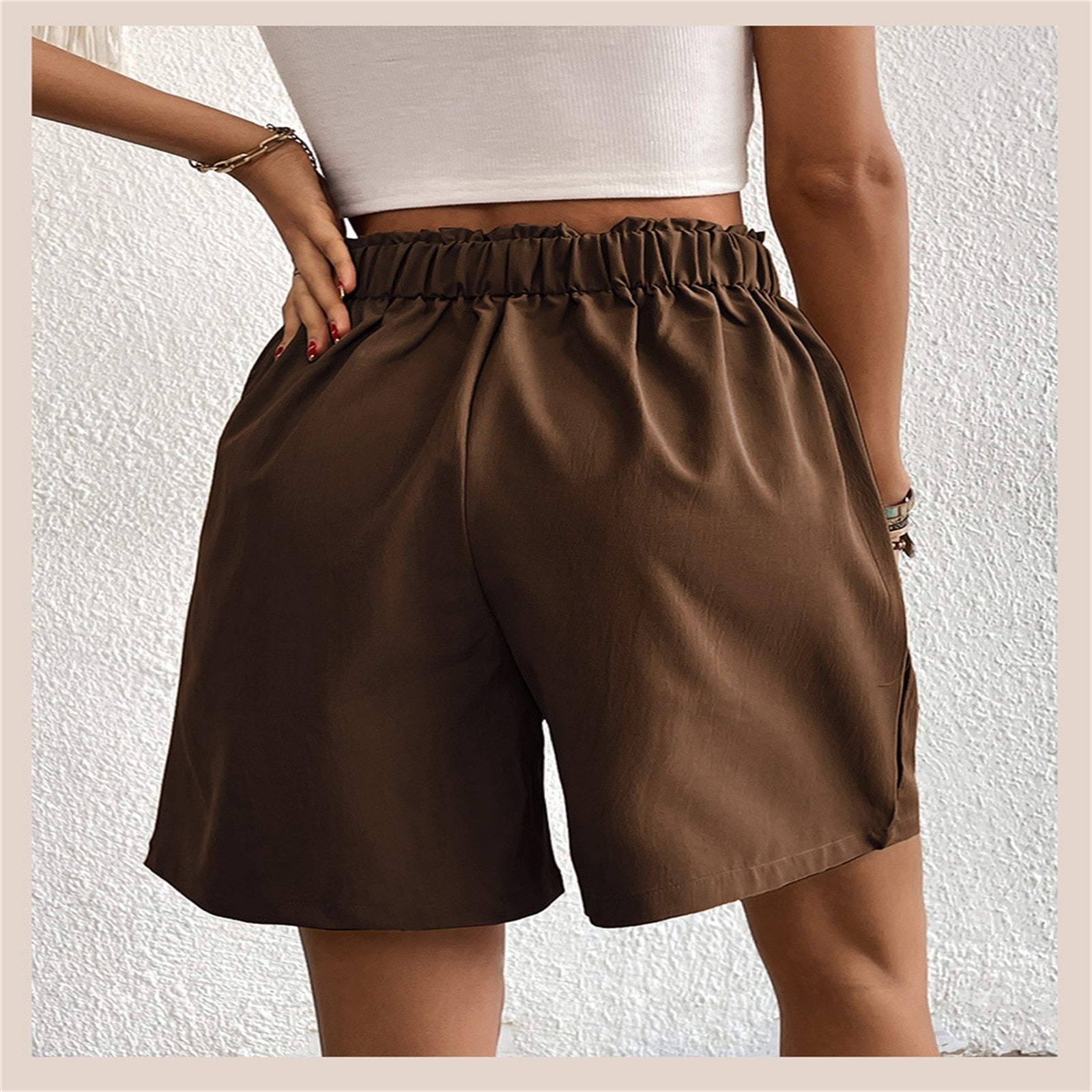 JuliaFashion - Slim Buttoned Solid Casual Short Shorts