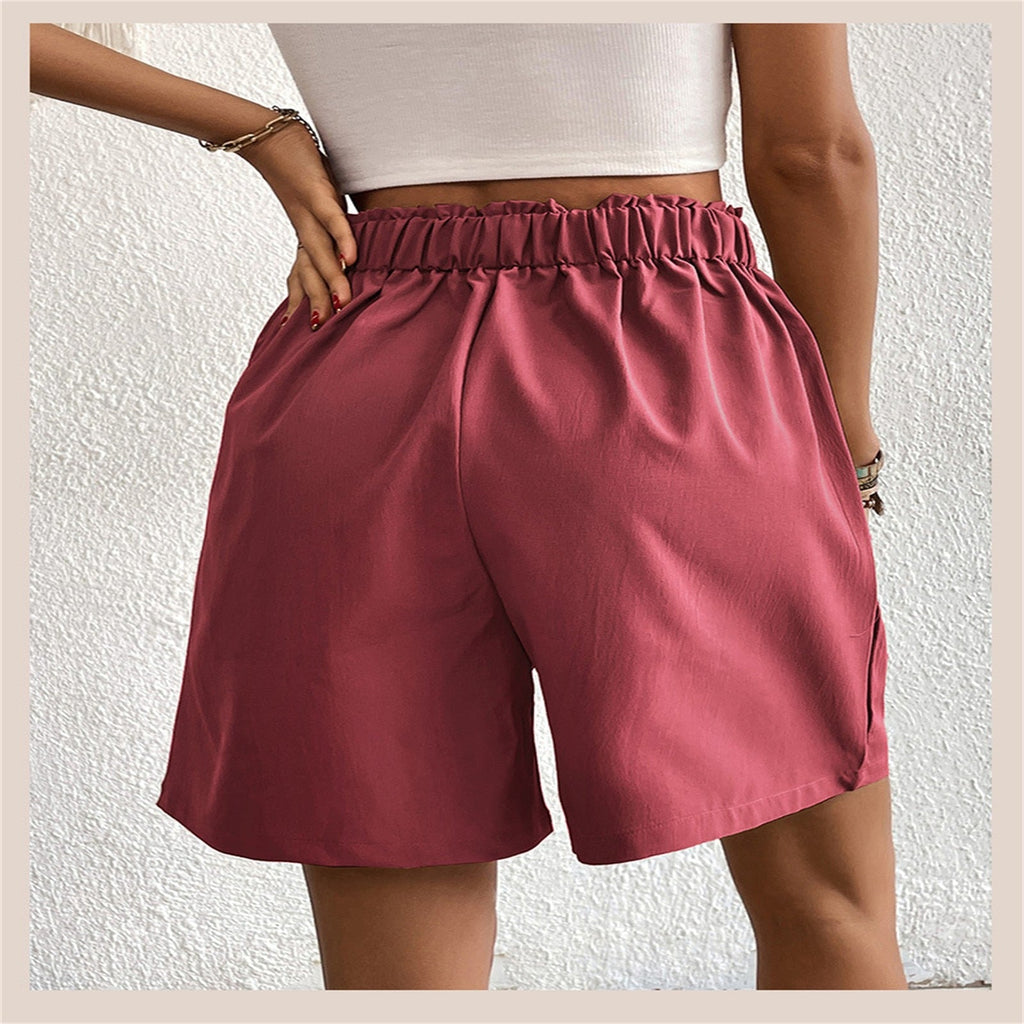JuliaFashion - Slim Buttoned Solid Casual Short Shorts