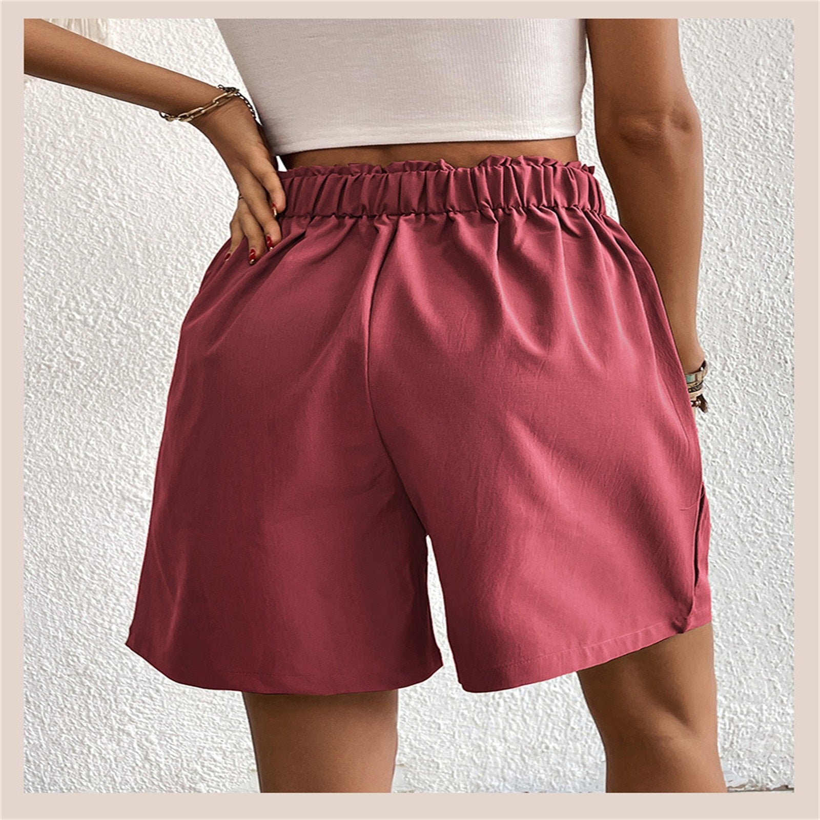 JuliaFashion - Slim Buttoned Solid Casual Short Shorts
