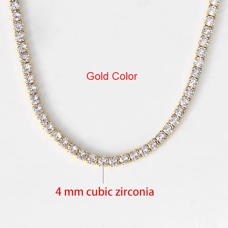 JuliaFashion-Iced Out Tennis CZ Choker Necklace