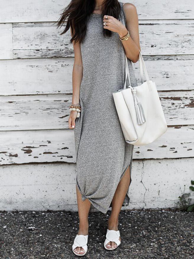 JuliaFashion - Simple As Can Be Seamless Midi Dress