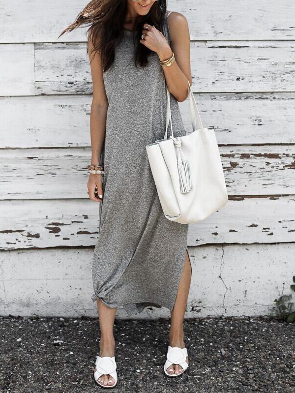 JuliaFashion - Simple As Can Be Seamless Midi Dress