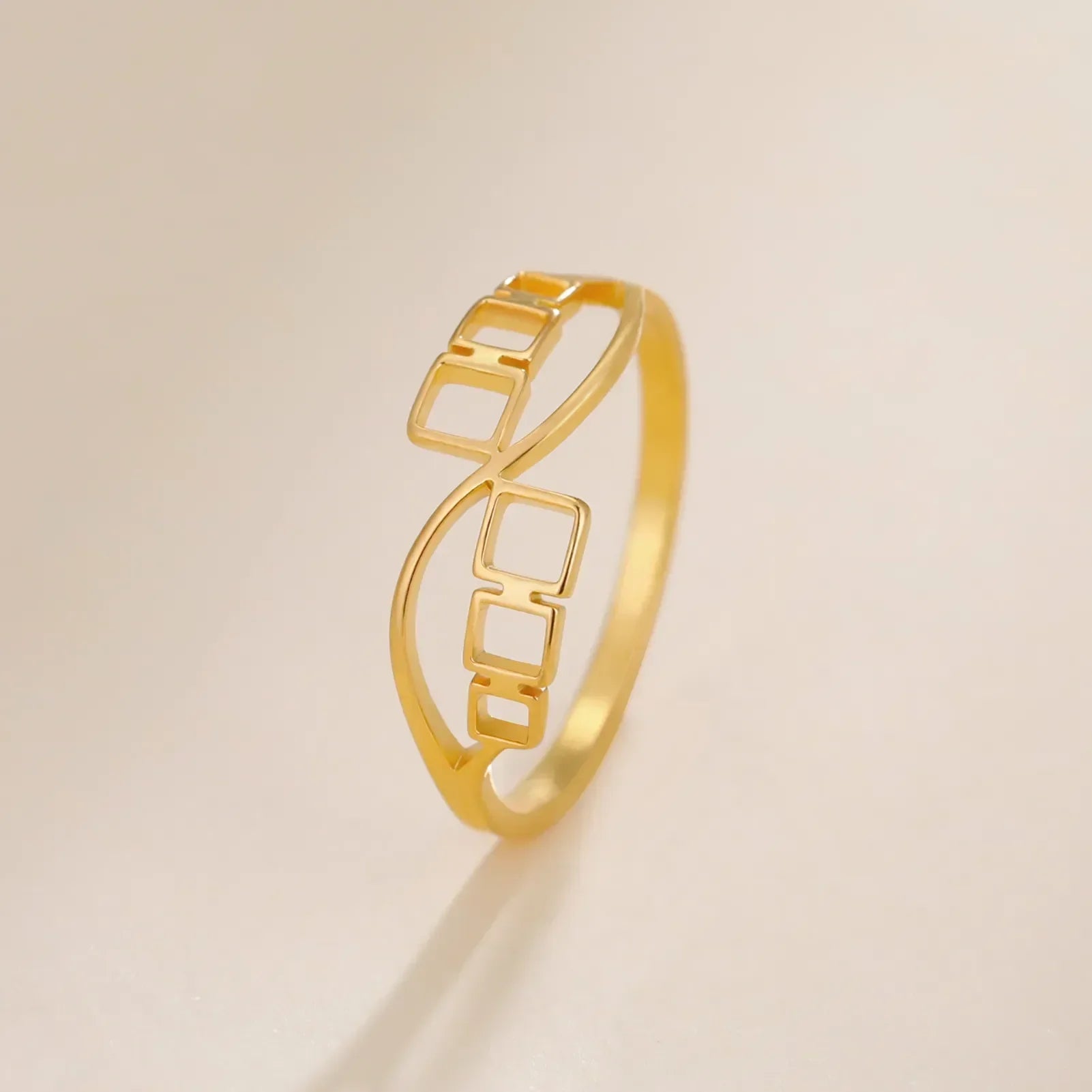 JuliaFashion-Geometric Gold Color Stainless Steel Ring