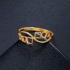 JuliaFashion-Geometric Gold Color Stainless Steel Ring