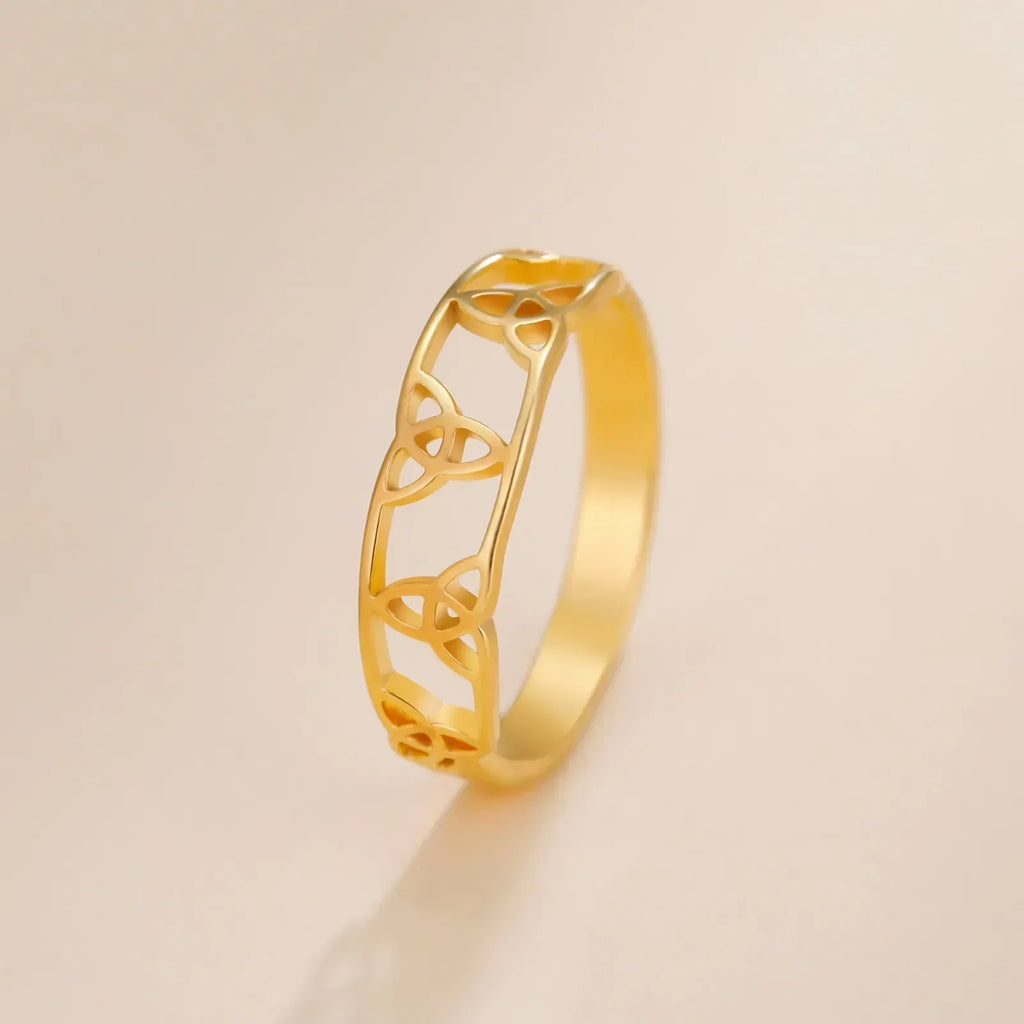 JuliaFashion - 2024 Trinity Triquetra Talisman Gold Ring