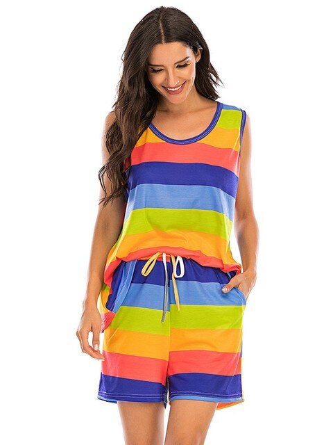 JuliaFashion-Plus Size Short Sleeve Pajamas Set