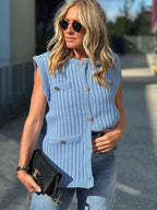 Solid Color Crew Neck Outerwear Single Breasted Elegant Office Lady Cardigan