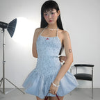 Soft Girl Striped Ruched Mini Dress