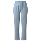 JuliaFashion-Elastic Waisted Cotton Linen Summer Pants