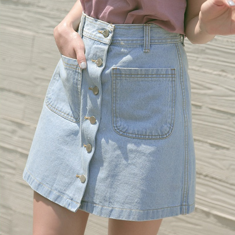 JuliaFashion - Simple All-match Korean Fashion Denim Skirt