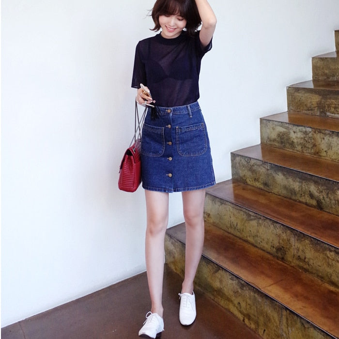 JuliaFashion - Simple All-match Korean Fashion Denim Skirt