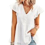 JuliaFashion - 2024 Sweet Mesh Lace Top Blouses